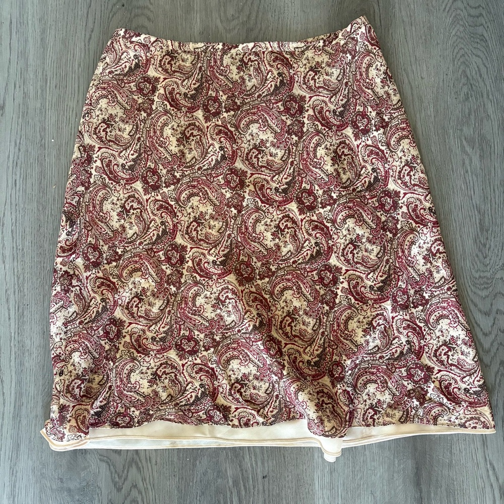 Ann Taylor Paisley Pencil Skirt in Red and Cream